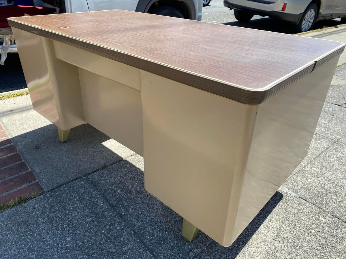 Vintage Cole Steel Mid Century Modern Metal Tanker Desk - Thumbnail 8