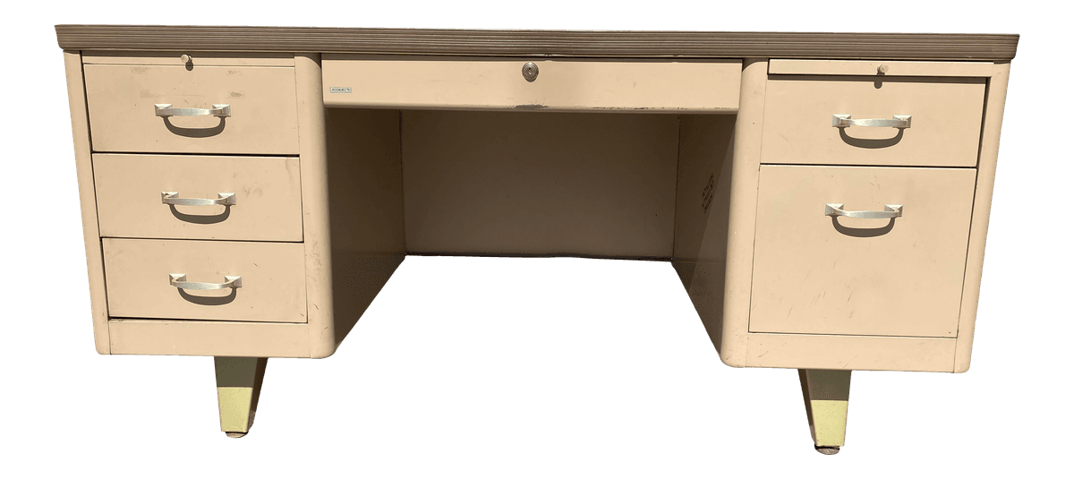 Vintage Cole Steel Mid Century Modern Metal Tanker Desk - Thumbnail 14