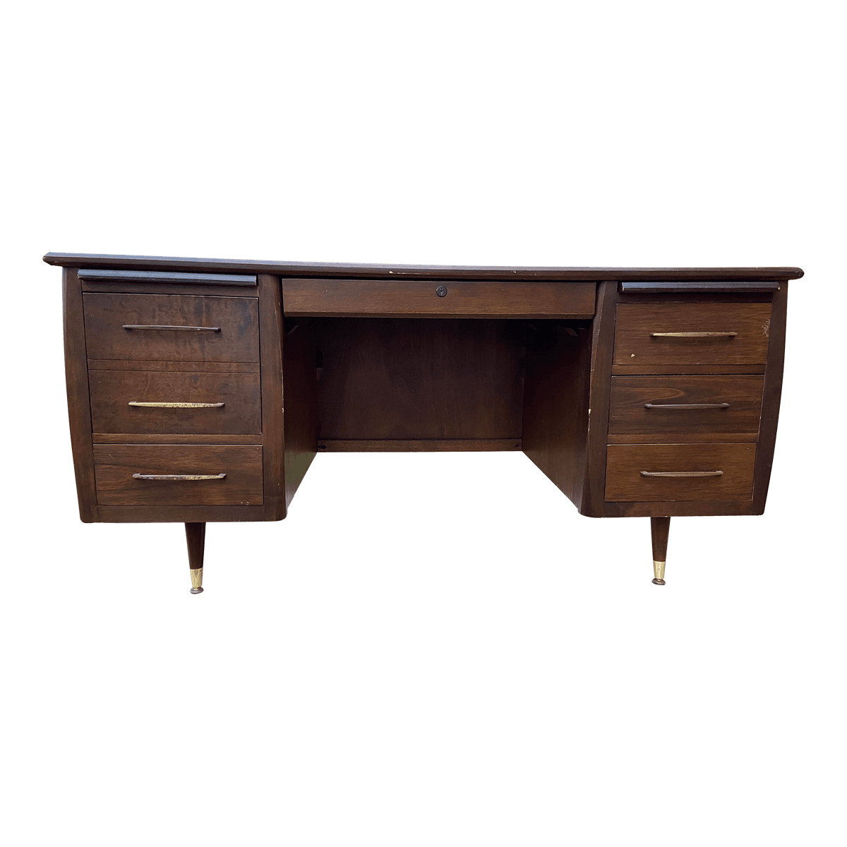 1980s Anderson Style Vintage Mid-Century Desk - Thumbnail 2