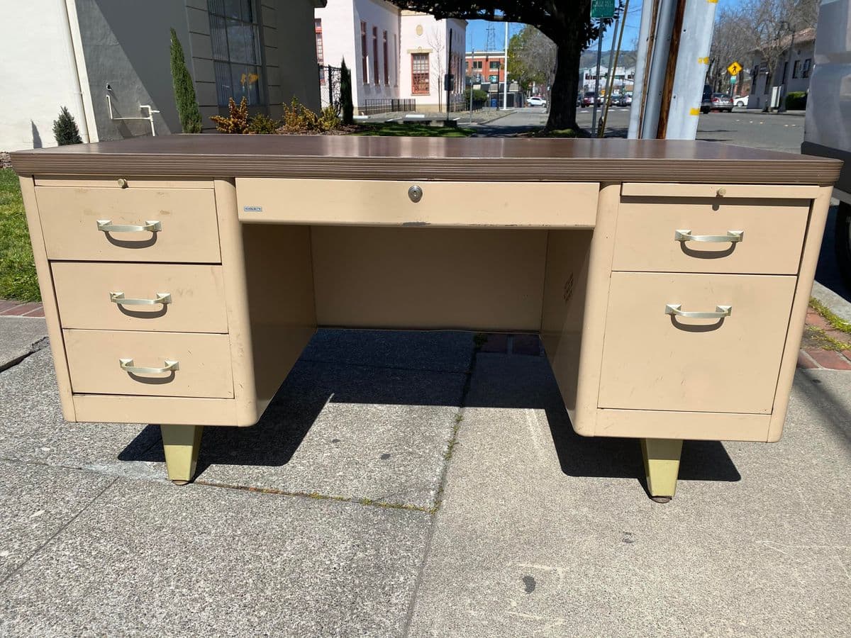 Vintage Cole Steel Mid Century Modern Metal Tanker Desk - Thumbnail 12