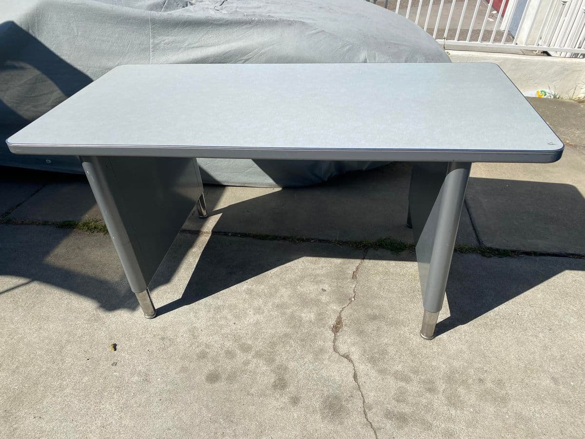 Vintage Steelcase Metal Tanker Writing Desk - Thumbnail 5