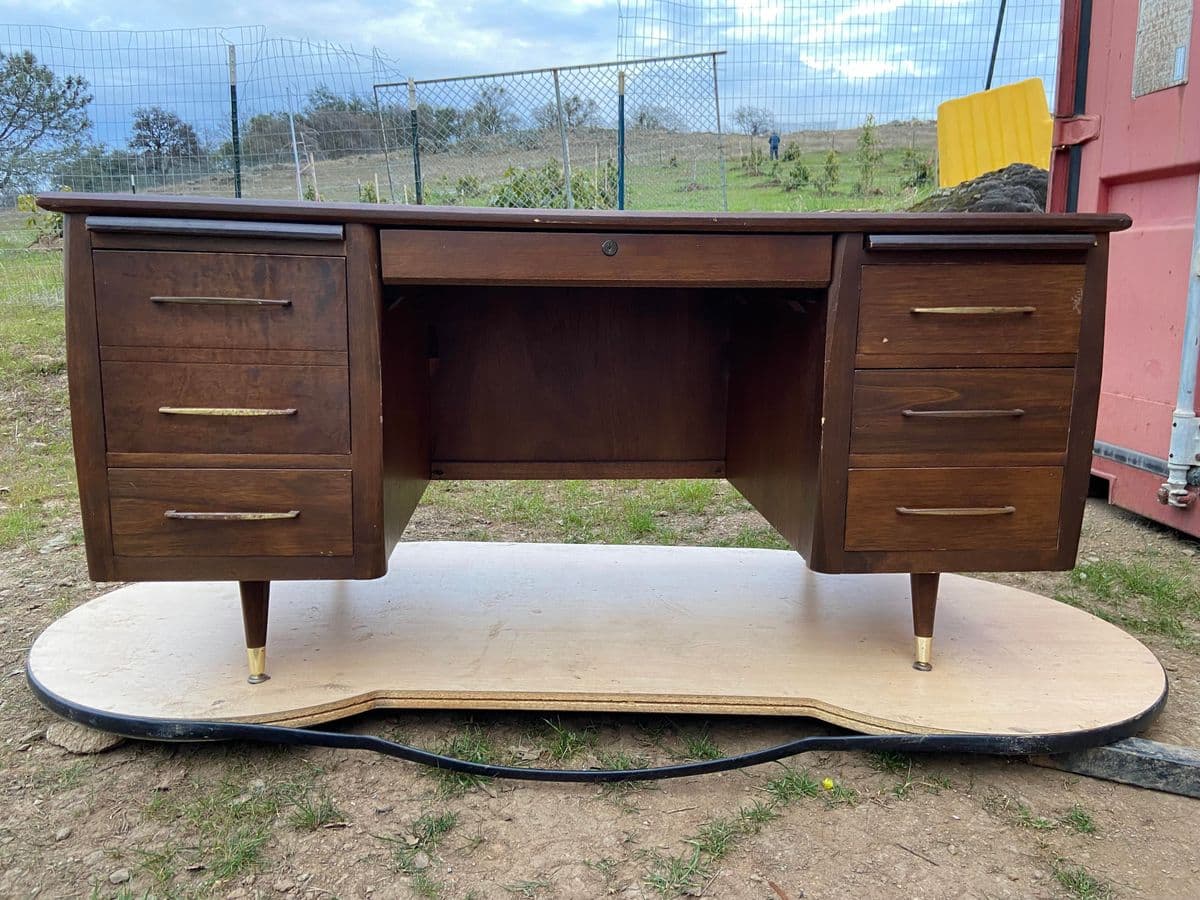 1980s Anderson Style Vintage Mid-Century Desk - Thumbnail 12