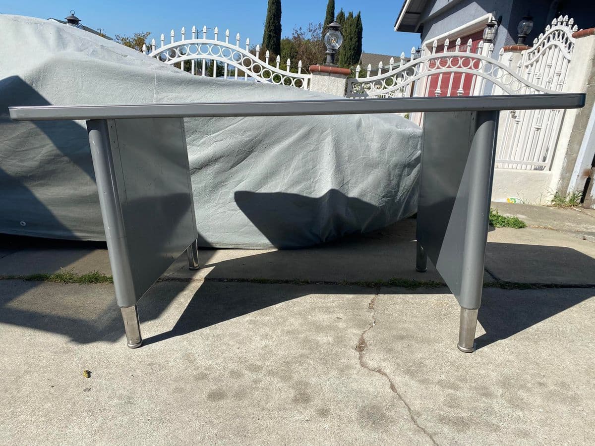 Vintage Steelcase Metal Tanker Writing Desk - Thumbnail 6