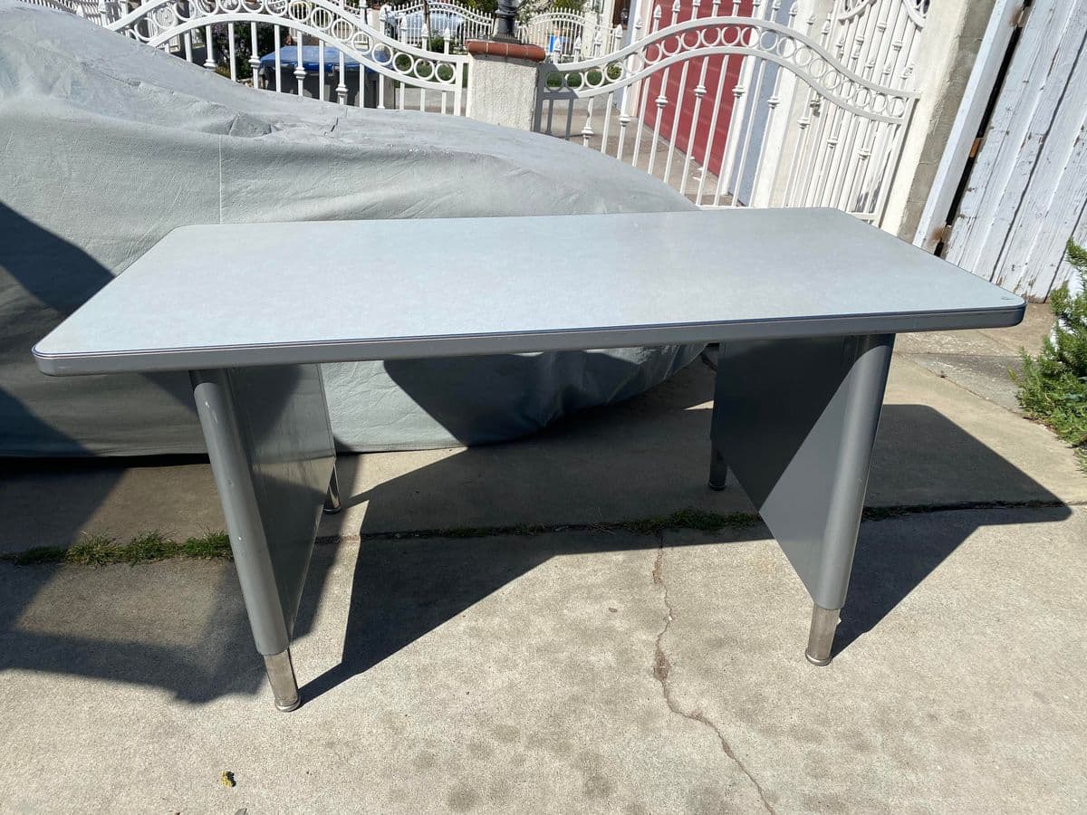 Vintage Steelcase Metal Tanker Writing Desk - Thumbnail 7