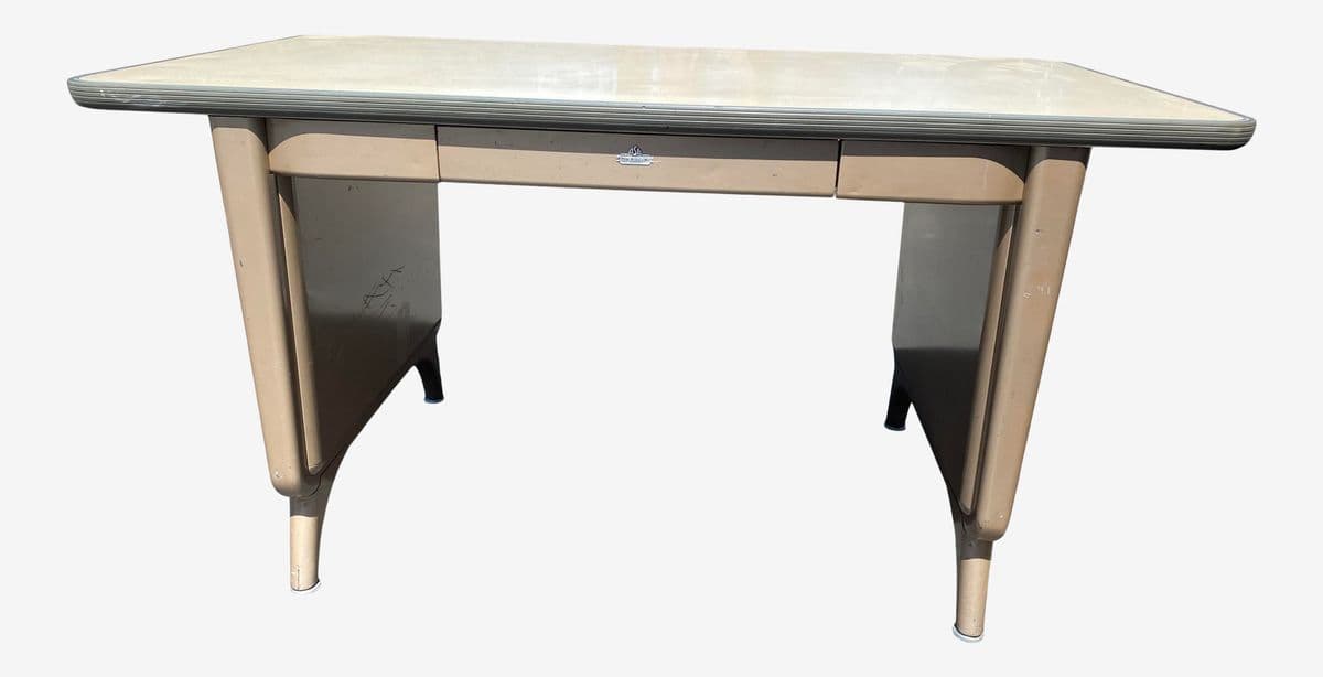 Vintage Allsteel Brand Metal Tanker Desk - Image 1