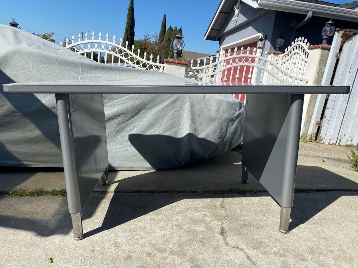 Vintage Steelcase Metal Tanker Writing Desk - Thumbnail 8