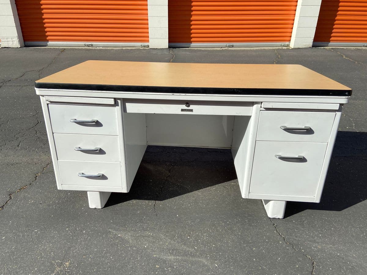 Vintage Mid Century Modern Tanker Desk - Thumbnail 12