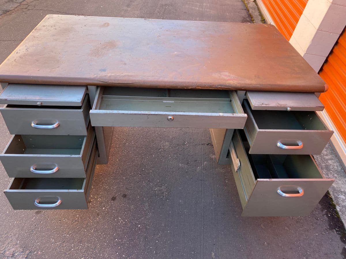 Vintage Mid-Century Modern Metal Tanker Desk - Thumbnail 4