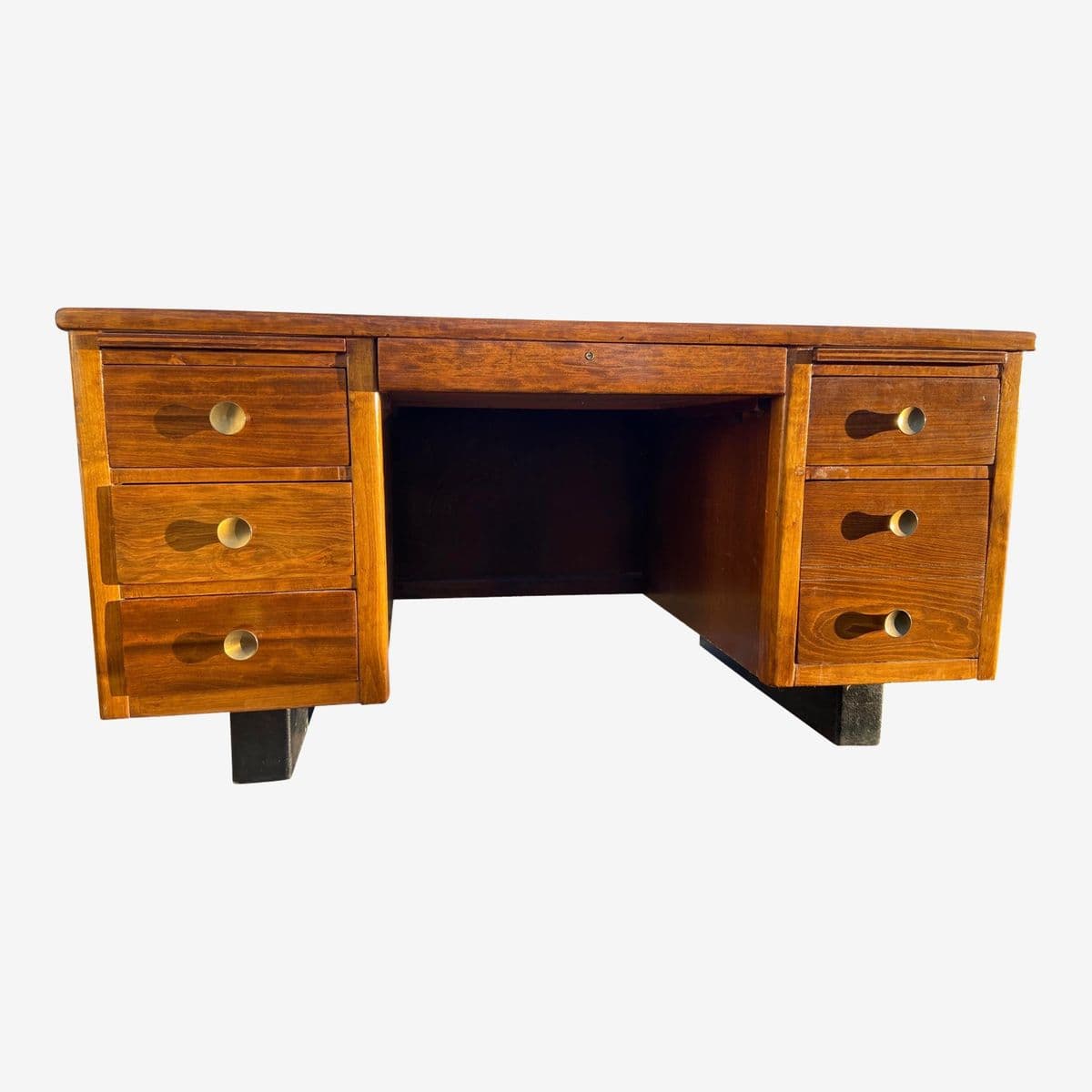 1970s Vintage Mid Century Modern Wooden Desk - Image 1