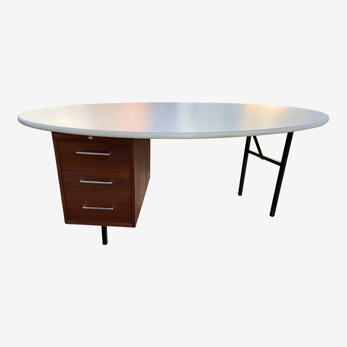 1970s Vintage Mid Century Modern Oval Executive Desk - Image 1