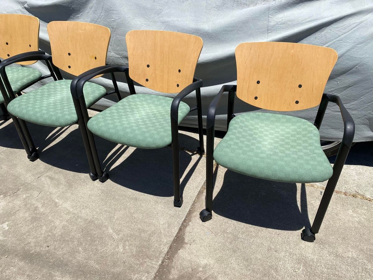 Haworth Bentwood Rolling Side Armchairs Set of 6 - Thumbnail 4