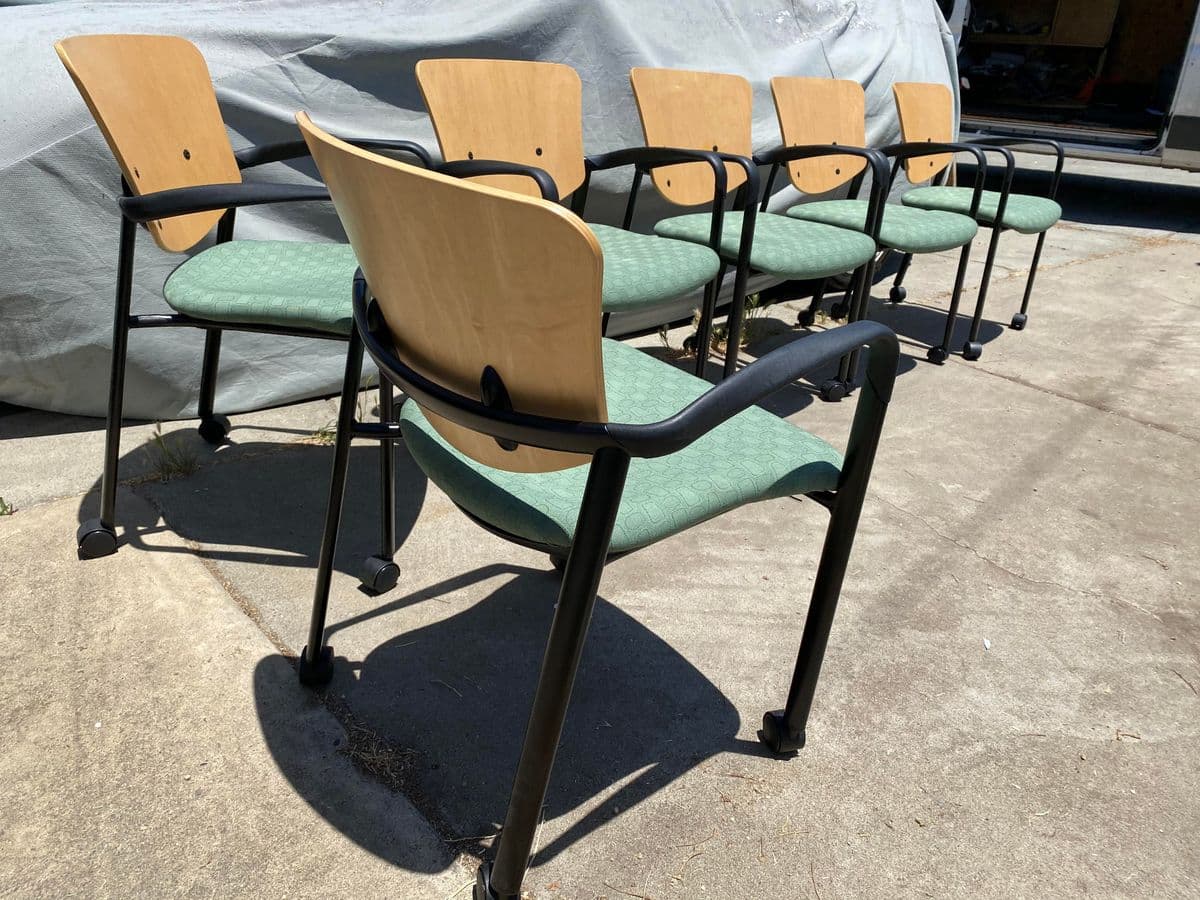 Haworth Bentwood Rolling Side Armchairs Set of 6 - Thumbnail 3