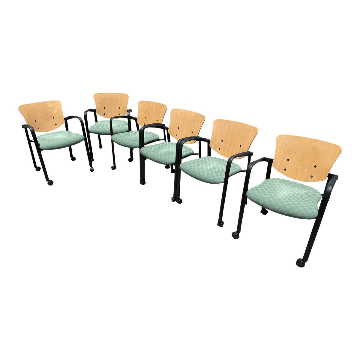 Haworth Bentwood Rolling Side Armchairs Set of 6 - Thumbnail 9