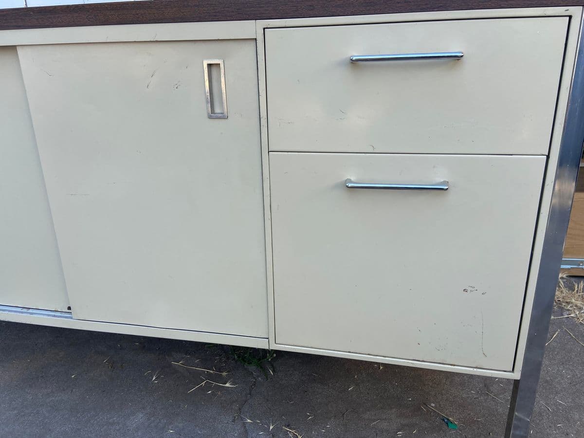 1990s Vintage Mid-Century Modern Metal Sideboard - Thumbnail 4