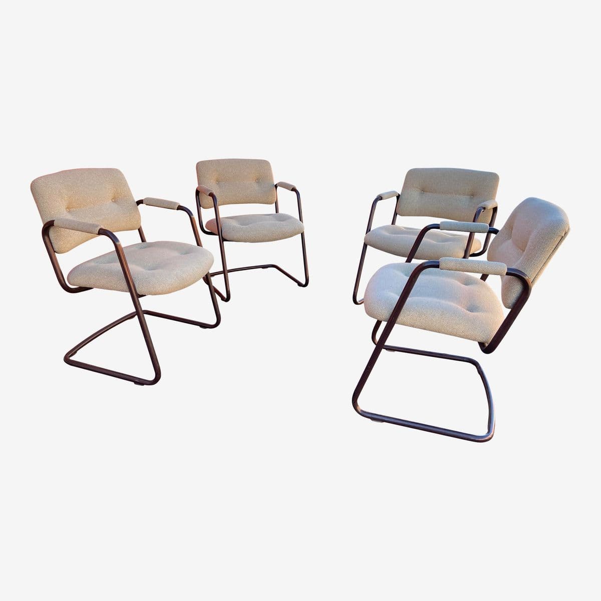 1980s Vintage Steelcase Cantilevered Armchairs - Set of 4 - Image 1