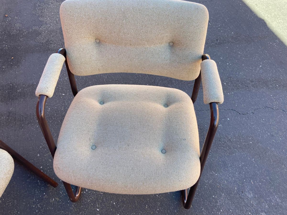 1980s Vintage Steelcase Cantilevered Armchairs - Set of 4 - Thumbnail 9