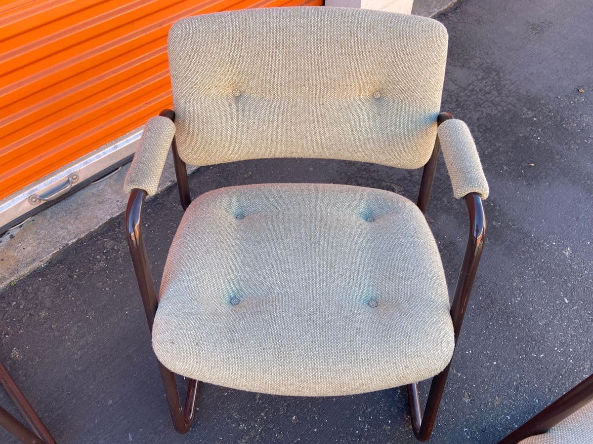 1980s Vintage Steelcase Cantilevered Armchairs - Set of 4 - Thumbnail 7