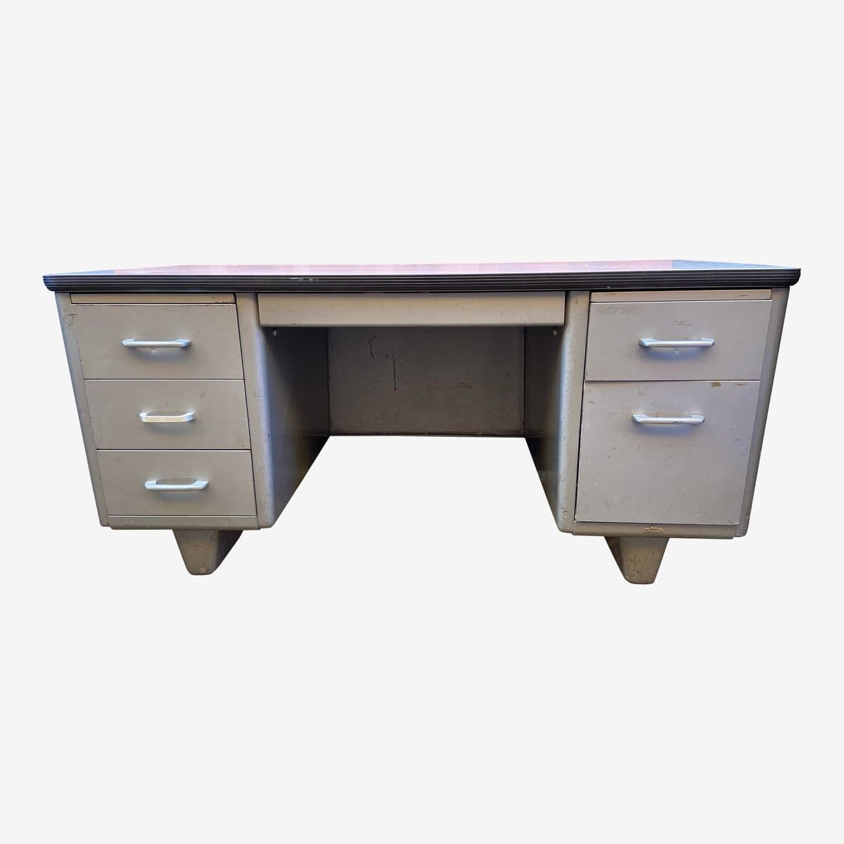 1970s Vintage Mid Century Modern Metal Tanker Desk - Image 1