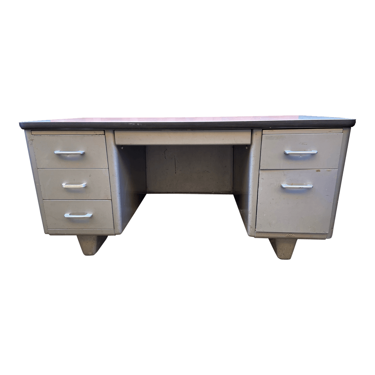 1970s Vintage Mid Century Modern Metal Tanker Desk - Thumbnail 14