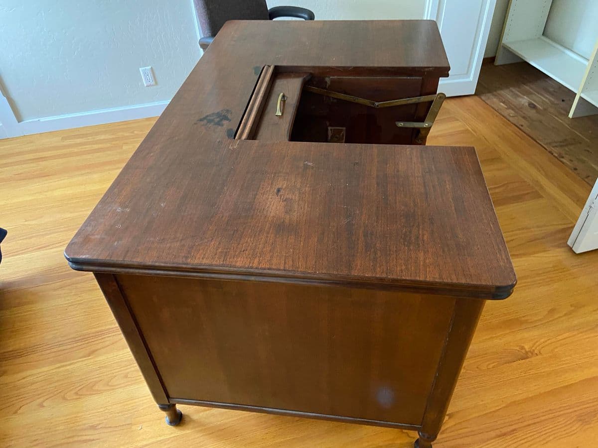 1970s Vintage Mid Century Modern Wooden Desk - Thumbnail 9