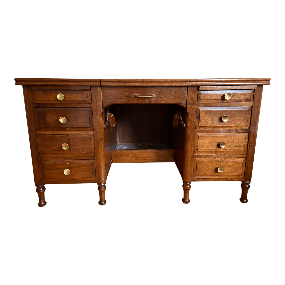 1970s Vintage Mid Century Modern Wooden Desk - Thumbnail 14