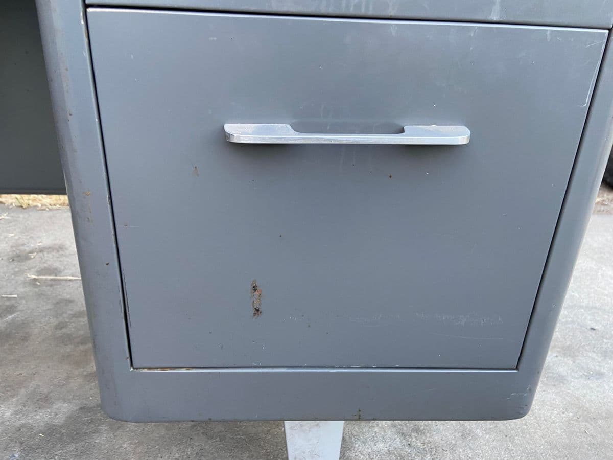 1960s Vintage Mid Century Modern Metal Tanker Desk - Thumbnail 9