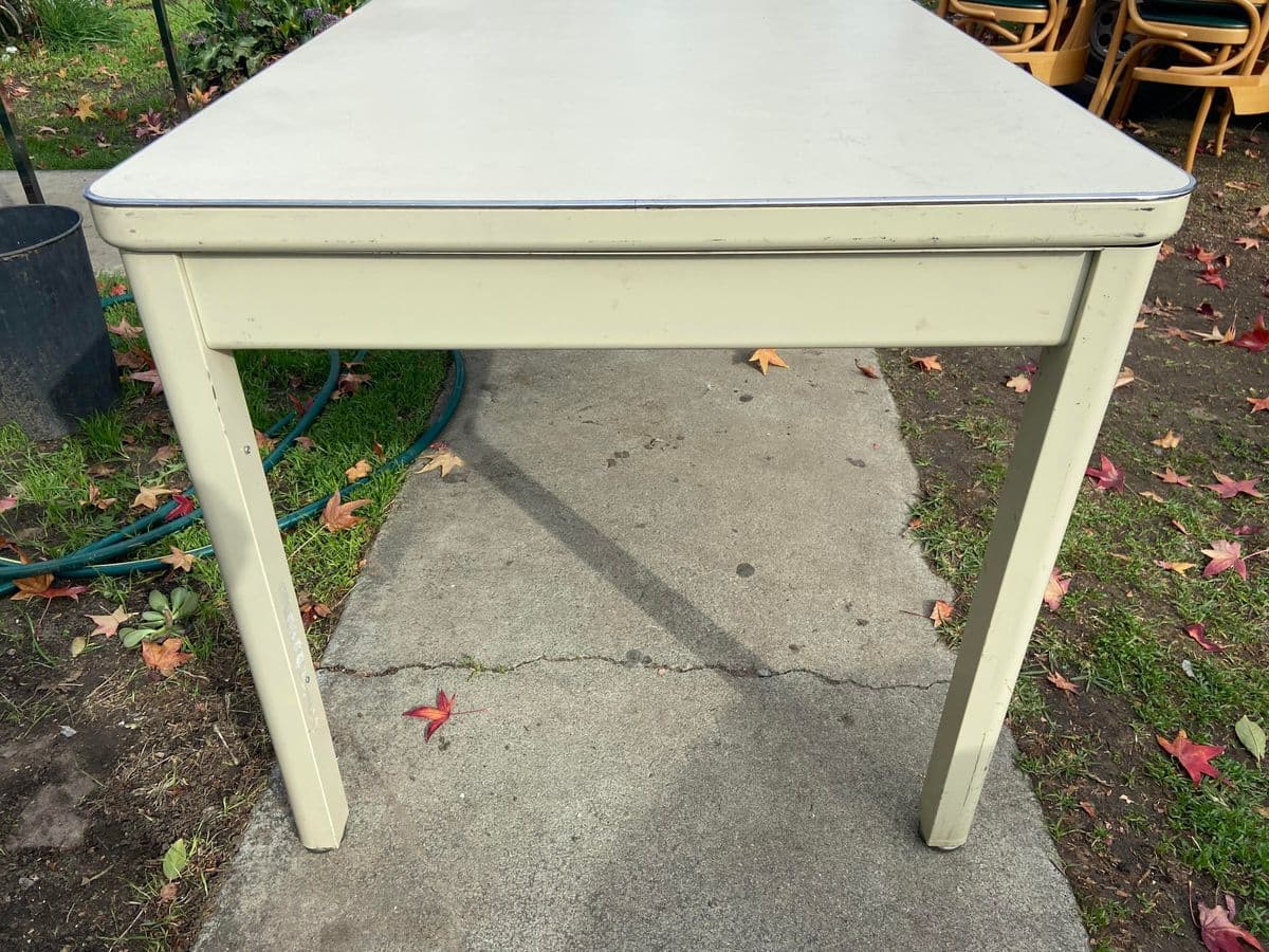 1980s Steelcase Style Vintage Mid Century Modern Metal Tanker Desk Lab Table - Thumbnail 4