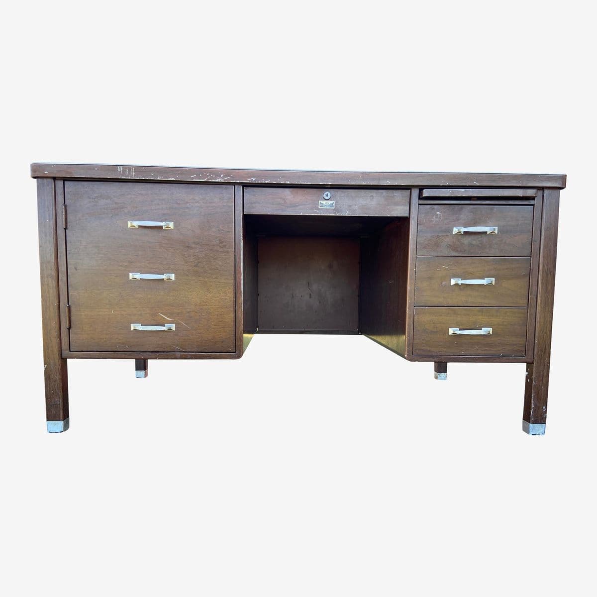 1940s The General Fireproofing Company Vintage Metal Tanker Desk - Image 1