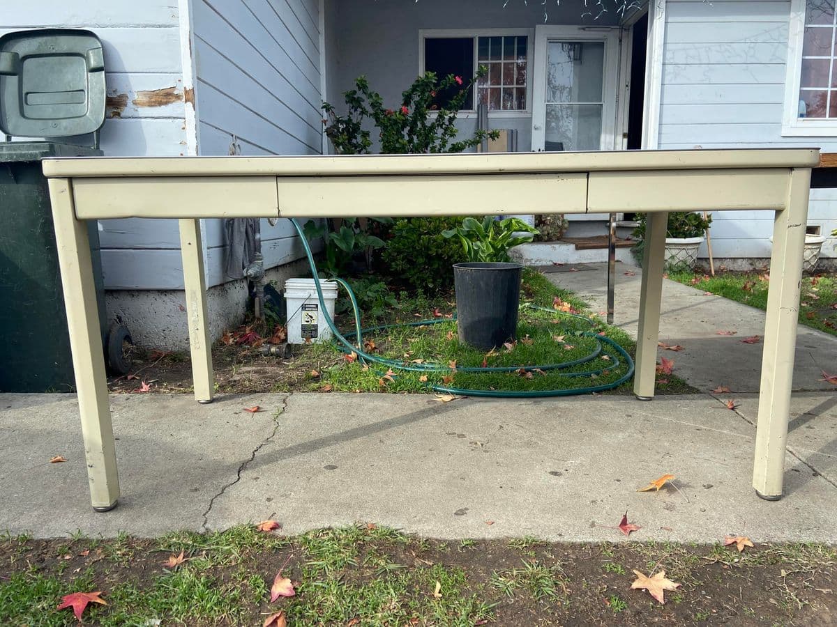 1980s Steelcase Style Vintage Mid Century Modern Metal Tanker Desk Lab Table - Thumbnail 12