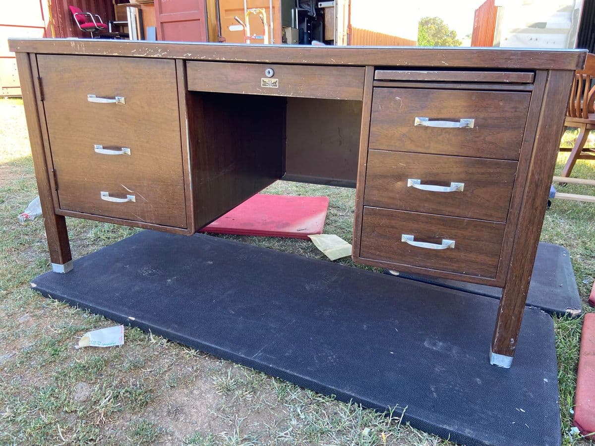 1940s The General Fireproofing Company Vintage Metal Tanker Desk - Thumbnail 4