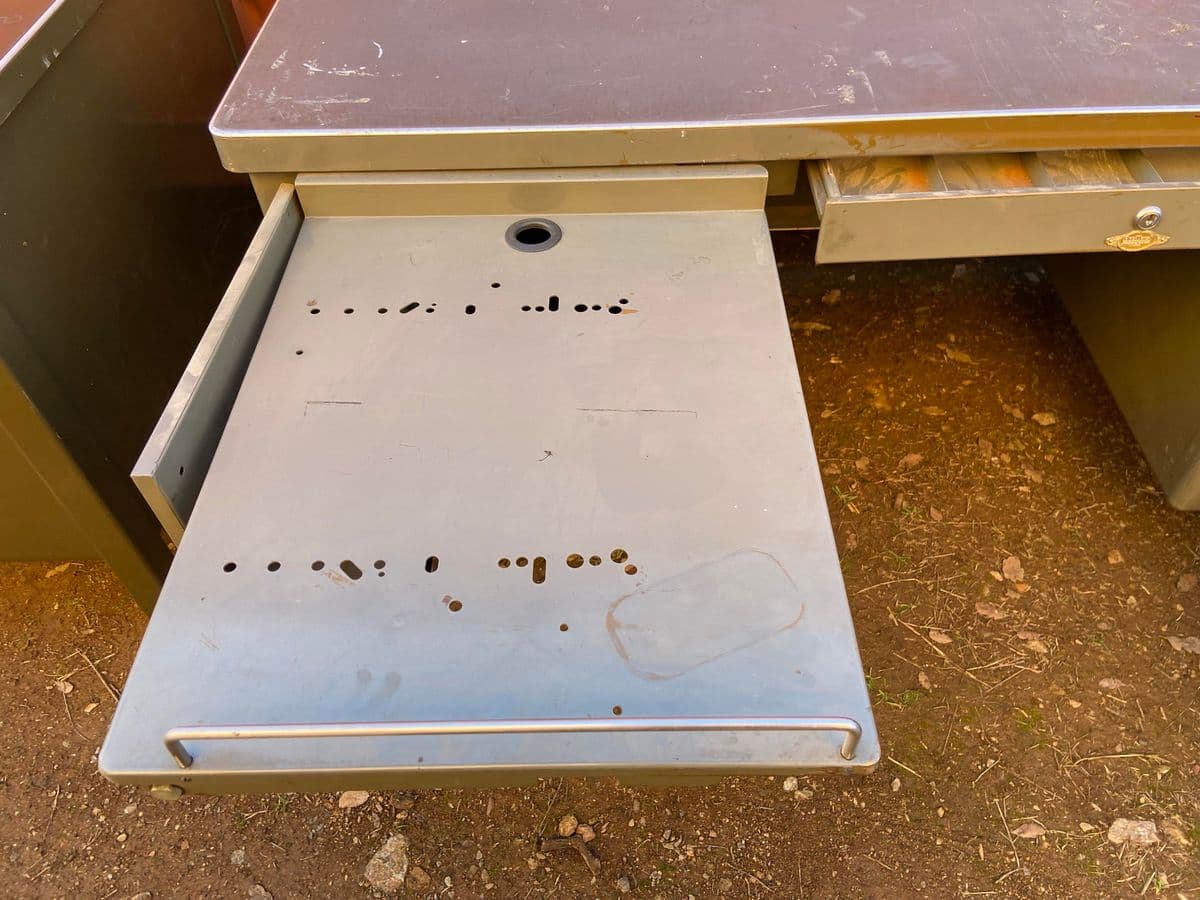 1950s Vintage Mid Century Modern Metal Tanker Desk - Thumbnail 11