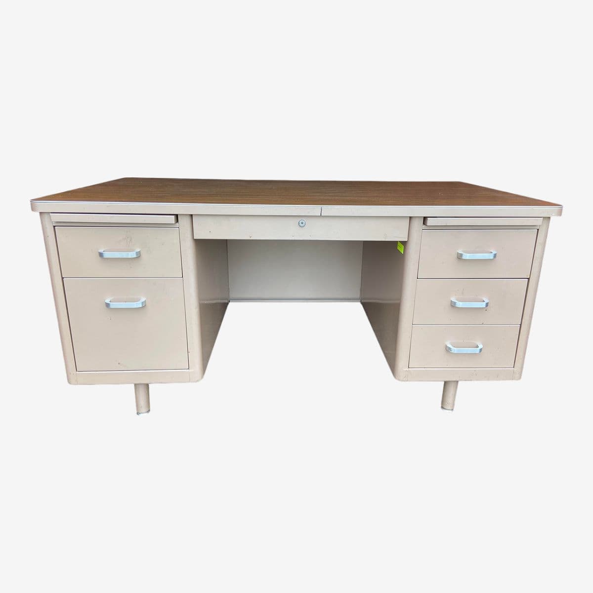 1970s Vintage Mid Century Modern Metal Tanker Desk - Image 1