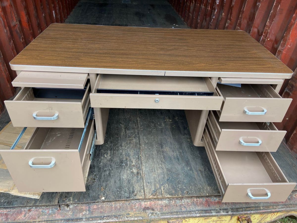 1970s Vintage Mid Century Modern Metal Tanker Desk - Thumbnail 3