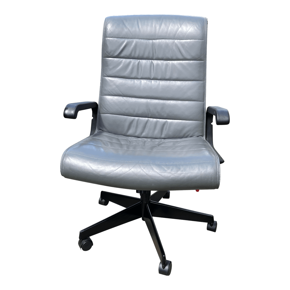 Vintage Richard Sapper Knoll Management Grey Leather Office Chairs - Thumbnail 2