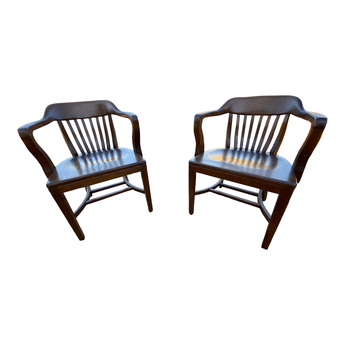 1970s Vintage Boling Chair Company Walnut Banker’s Chair Set of 2 - Thumbnail 2