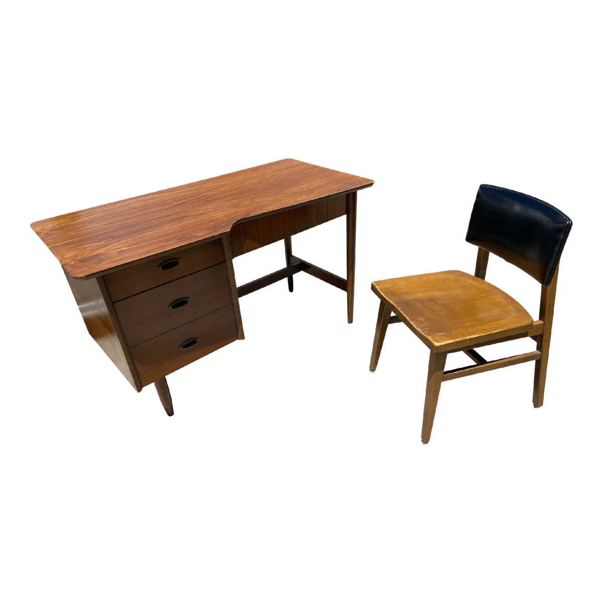 1970s Vintage Mid Century Modern Mainline by Hooker Desk Set and Chair - Thumbnail 2