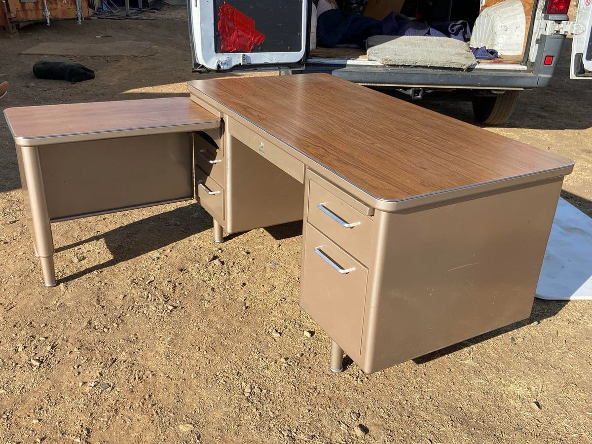 1970s Steelcase Vintage Mid Century Modern L Shape Desk - Thumbnail 4