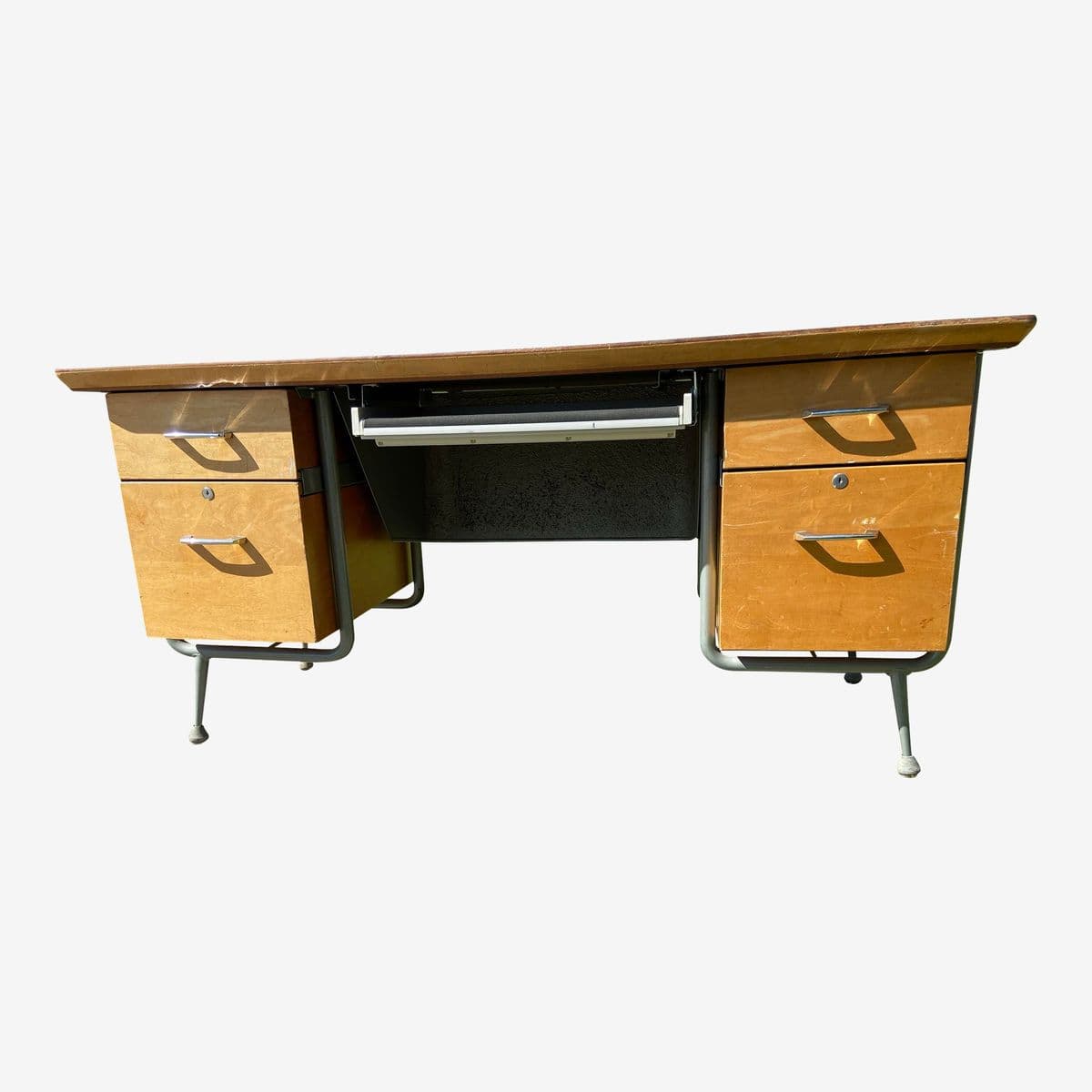 1960s Raymond Loewy for Brunswick Mid Century Modern Metal Desk - Image 1