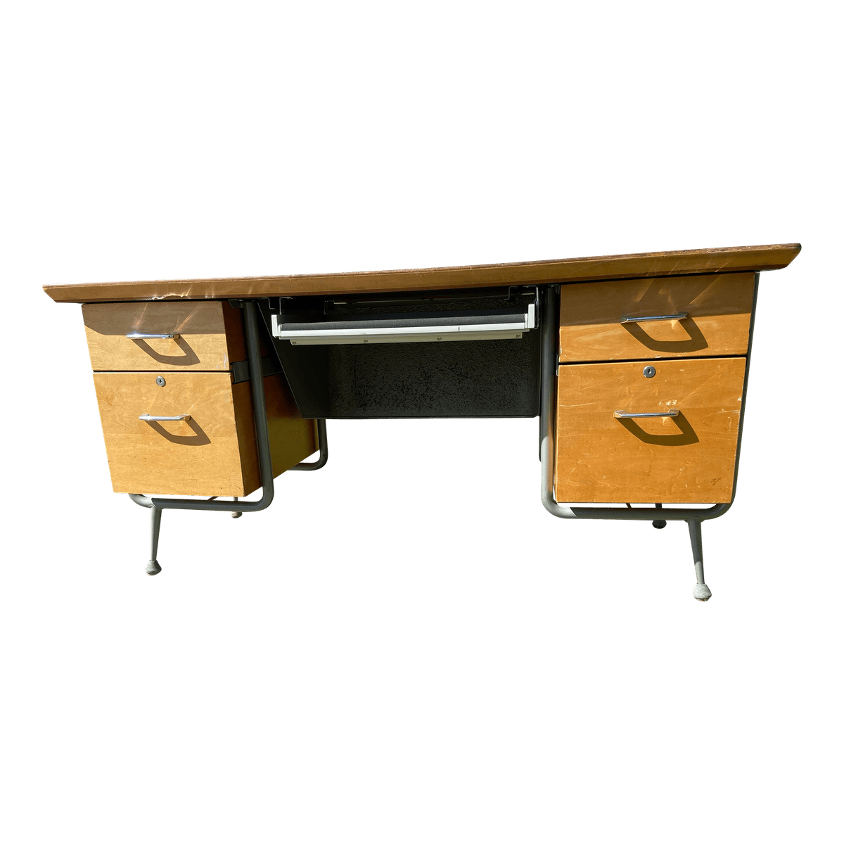 1960s Raymond Loewy for Brunswick Mid Century Modern Metal Desk - Thumbnail 2