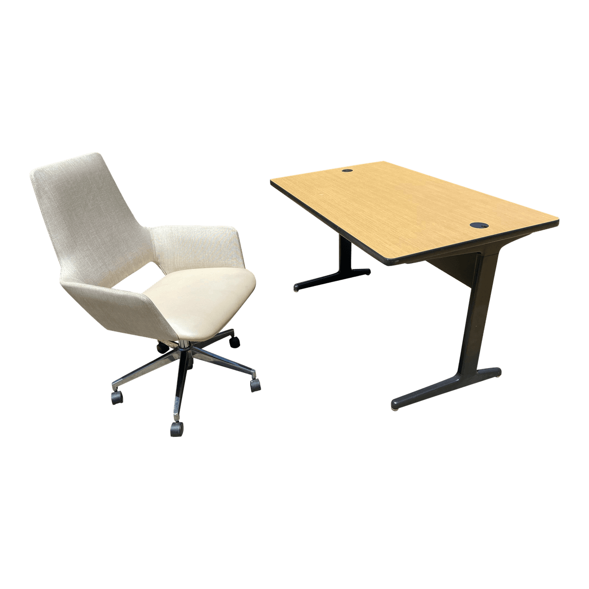 1980s Vintage Mid Century Modern Herman Miller Desk Set With Modern Office Chair - Set of 2 - Thumbnail 14