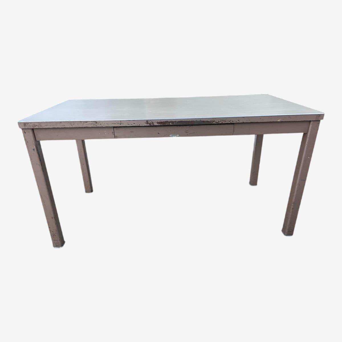 1960s Vintage Mid Century Modern Metal Tanker Desk - Image 1