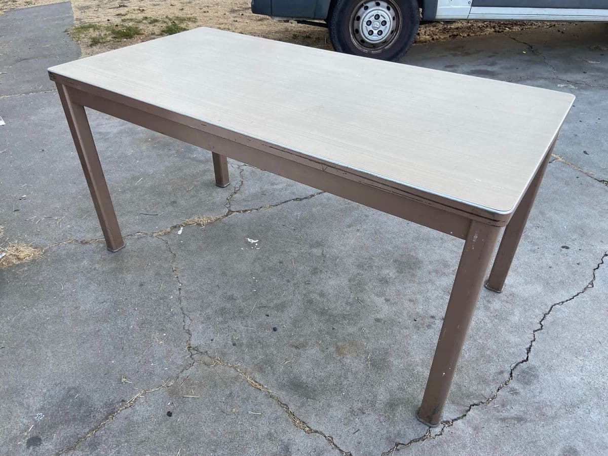 1960s Vintage Mid Century Modern Metal Tanker Desk - Thumbnail 8