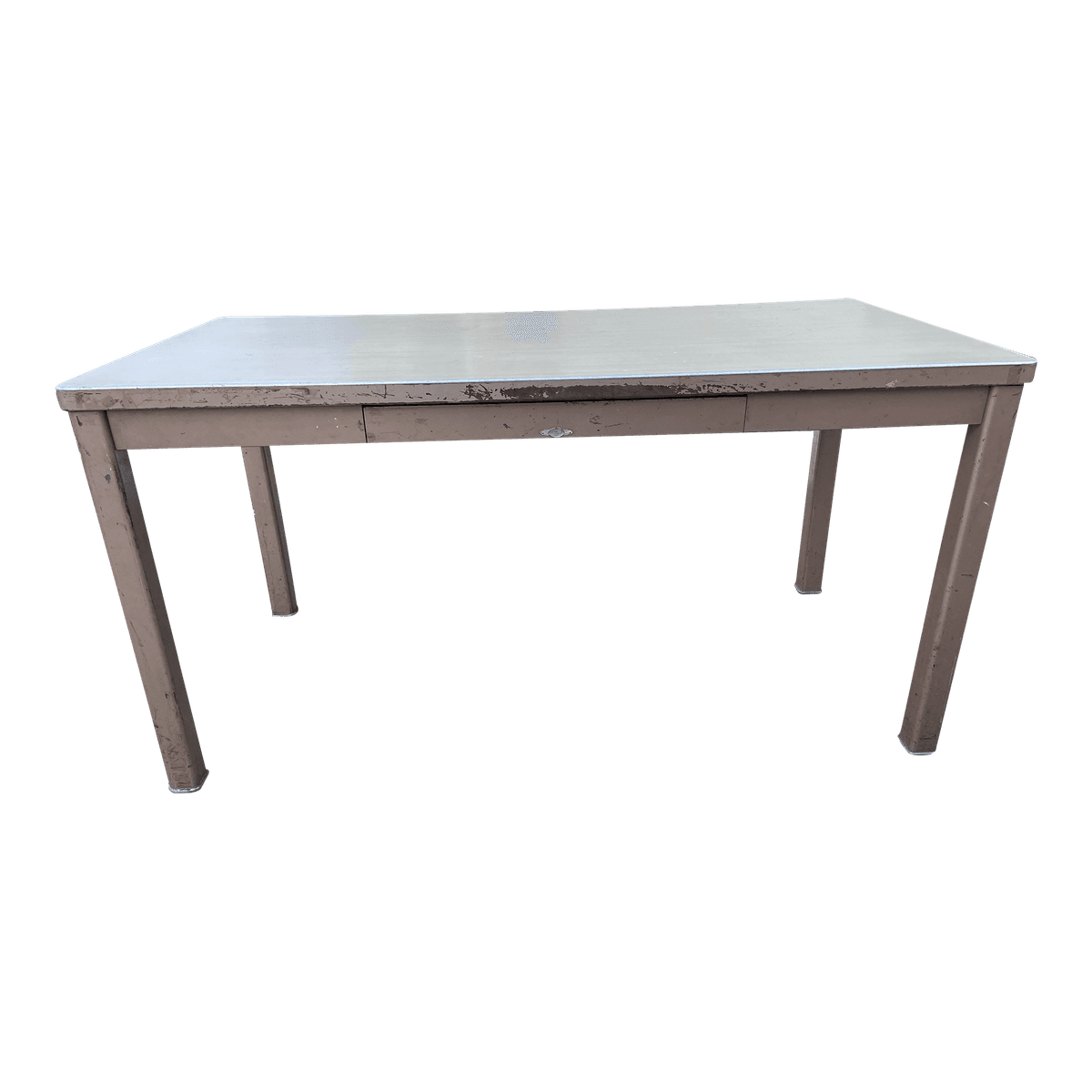 1960s Vintage Mid Century Modern Metal Tanker Desk - Thumbnail 14