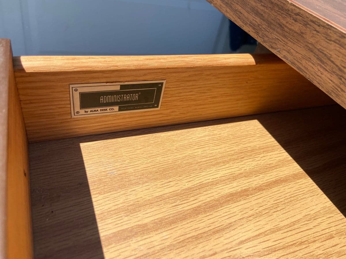 1960s Vintage Mid Century Modern Alma Desk - Thumbnail 6