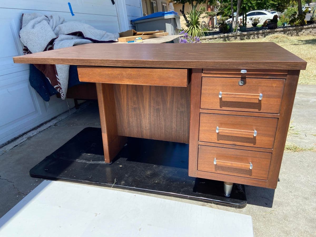 1960s Vintage Mid Century Modern Alma Desk - Thumbnail 13