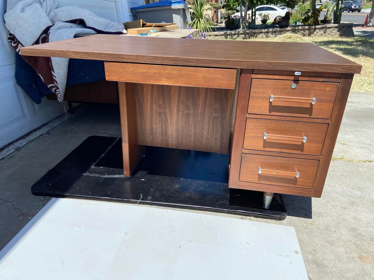 1960s Vintage Mid Century Modern Alma Desk - Thumbnail 12