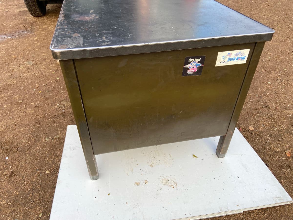 1950s Vintage Mid Century Modern Metal Tanker Desk Needs Restoration - Thumbnail 13