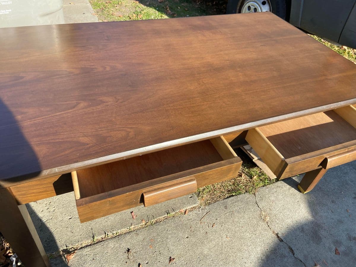 1980s Vintage Wooden Writing Desk - Thumbnail 3