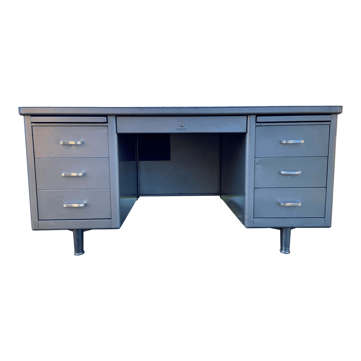 1960s Vintage Mid Century Modern Steelcase Tanker Desk - Thumbnail 2