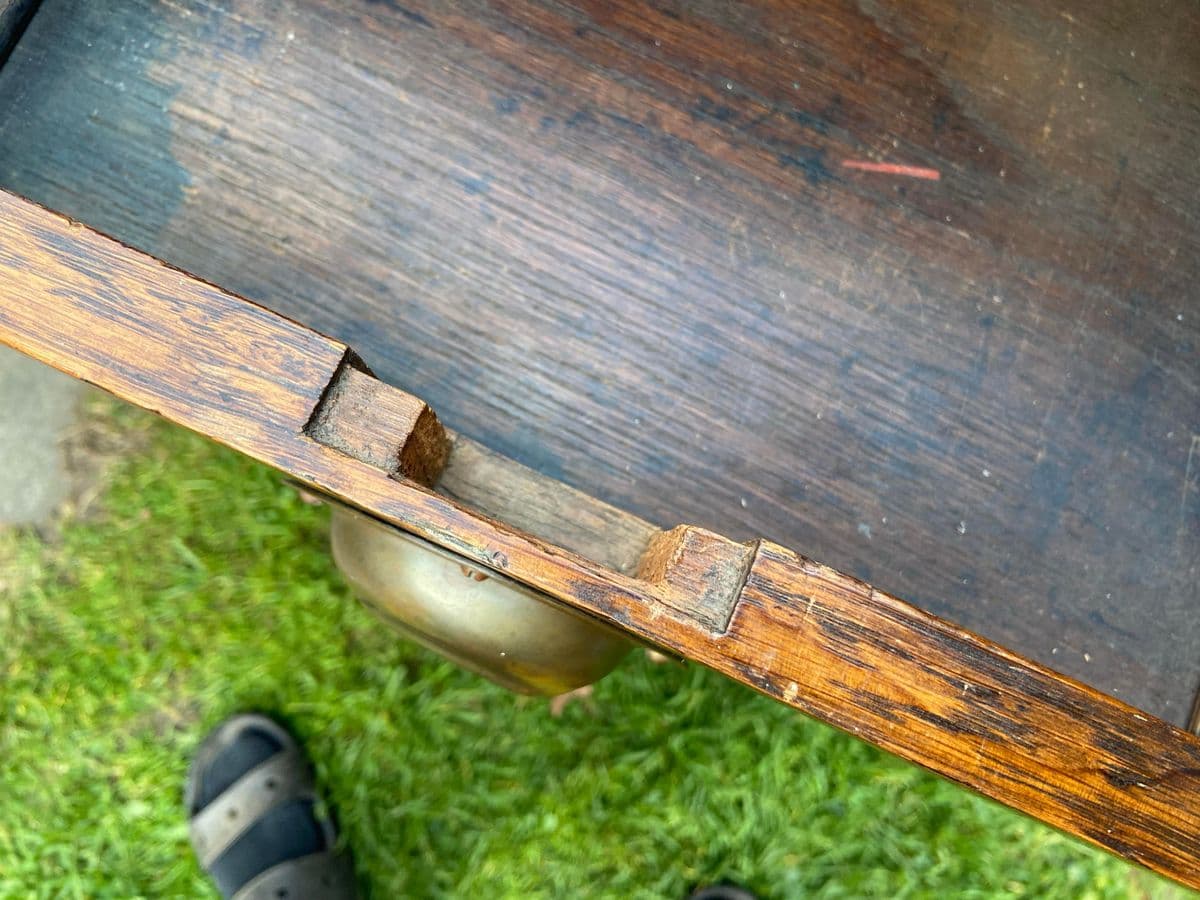 1930s Vintage English Oak Library Arts and Crafts Table Desk - Thumbnail 4